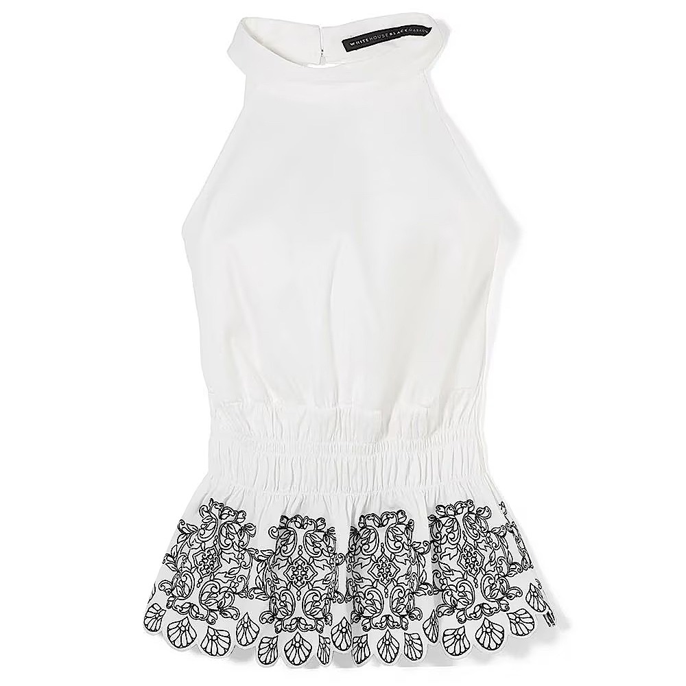 WHBM POPLIN CUT-OUT HALTER TOP - Picture 6 of 6